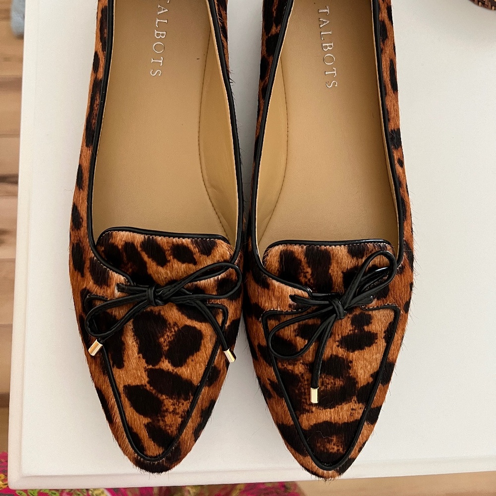 NWOB Talbots calf hair flats size 9 1/2, 9.5 shoes loafers